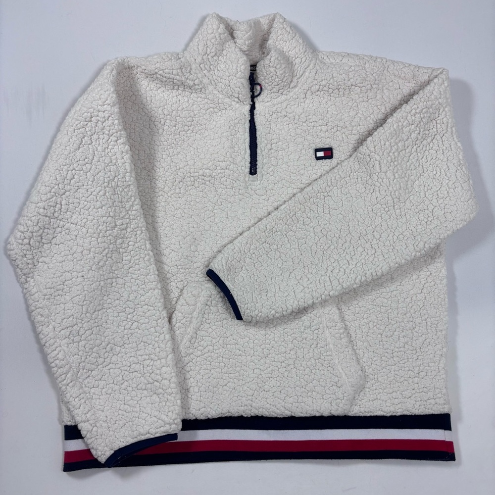 Vintage Tommy Hilfiger Teddy Sherpa Pullover 1/4 Zip Up Medium